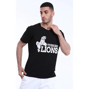 Turkish Lion Şahlanan Kangal Baskı V Yaka T-Shirt