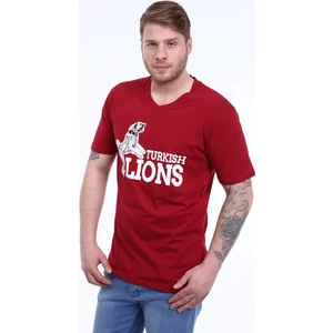 Turkish Lion Şahlanan Kangal Baskı V Yaka T-Shirt