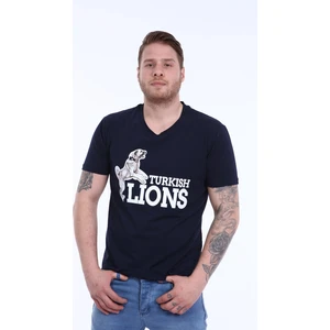 Turkish Lion Şahlanan Kangal Baskı V Yaka T-Shirt