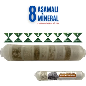 Mineral 8 Li Combo Filtre Su Arıtma Filtresi Alkalin + Detox