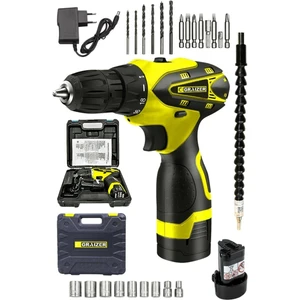 Alman Titan 32 V Sjs Çift Metal Şanzuman Çift Akülü Şarjlı Vidalama Matkap + 24 Parça Set Sari Ar