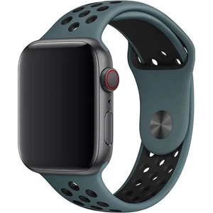 Apple Watch Series SE/10/9/8/7/6/5/4/3 49mm-46mm-45mm-44mm-42mm Uyumlu M/L Delikli Spor Silikon Kordon Yeşil/Siyah