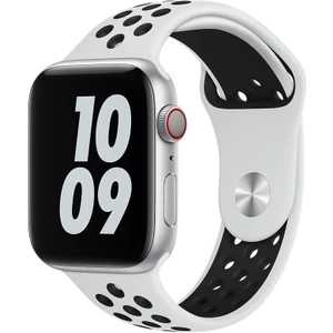 Apple Watch Series SE/10/9/8/7/6/5/4/3 49mm-46mm-45mm-44mm-42mm Uyumlu M/L Delikli Spor Silikon Kordon Beyaz/Siyah