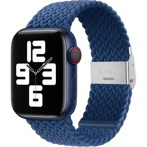 Apple Watch Seri 9 8 7 6 5 4 3 SE 38mm-40mm-41mm Uyumlu Ayarlanabilir Klipsli Örgü Kordon Mavi