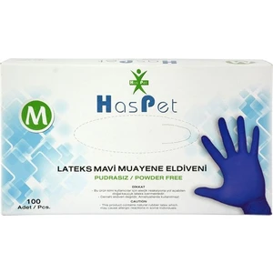 Pudrasız Lateks Eldiven Mavi M 100’lü