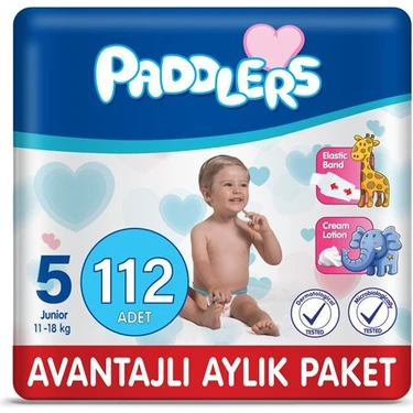 Paddlers Bebek Bezi 5 Numara Junior 112 Adet (11-18 Kg) Aylık