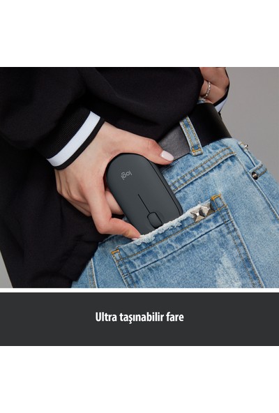 Logitech M350 Pebble Sessiz Kablosuz Kompakt Mouse - Siyah