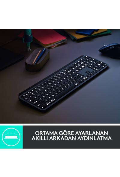 Logitech MX Keys Aydınlatmalı Tam Boyutlu Kablosuz Türkçe Q Klavye - Siyah