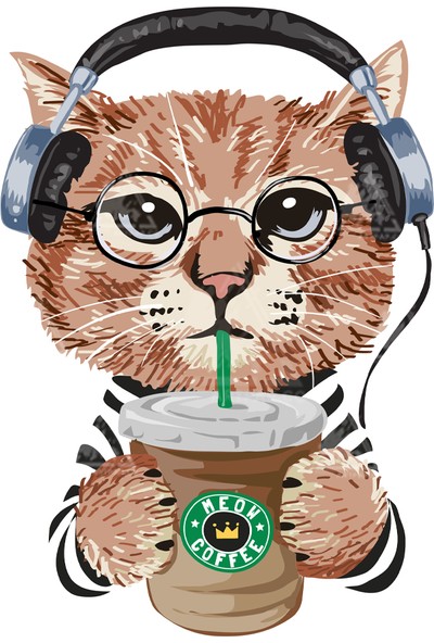 Art Pap Coffee Lover Cat - Kahve Sever Kedi Sticker