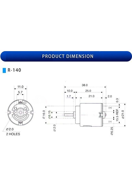 Dc Motor 1.5 - 6 Volt Arduino R140 Mikro Motor