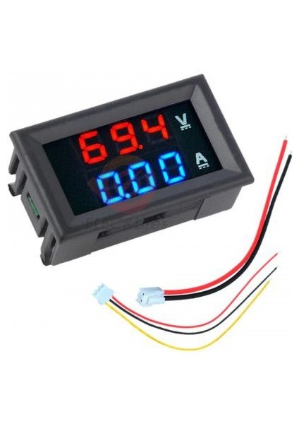 Dijital Dual Voltmetre Ampermetre Volt Akım Ölçer Dc 0-100V 10A