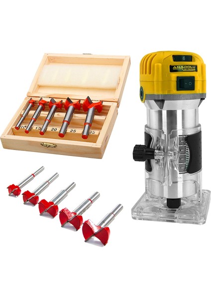 Anadolustrong ANS1028 600W Formika Traşlama Freze Makinası Sarı Mavi