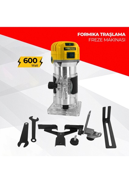 Anadolustrong ANS1028 600W Formika Traşlama Freze Makinası Sarı Mavi