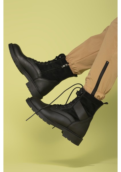 Siyah Erkek Bot Ortapedik İç Taban ve Kaymaz Taban ile Güvenli Adımlar