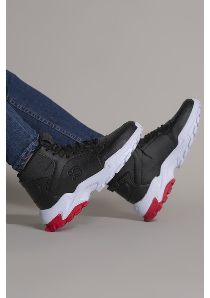 Siyah Beyaz Kırmızı Sneaker Bot 0012108