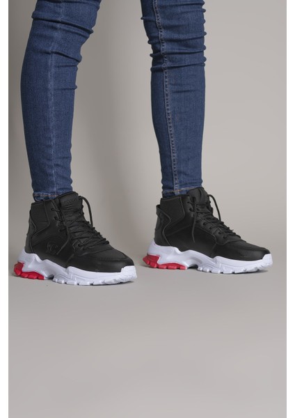 Siyah Beyaz Kırmızı Sneaker Bot 0012108