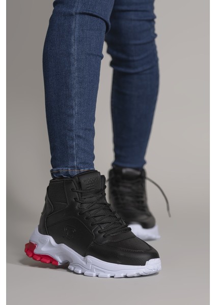 Siyah Beyaz Kırmızı Sneaker Bot 0012108