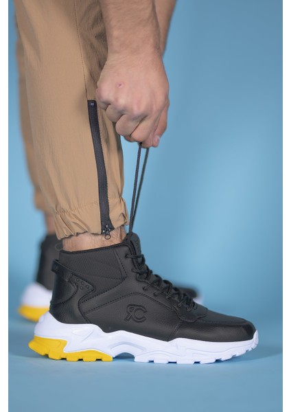 Siyah Beyaz Sarı Sneaker Bot 0012108 fiyatları