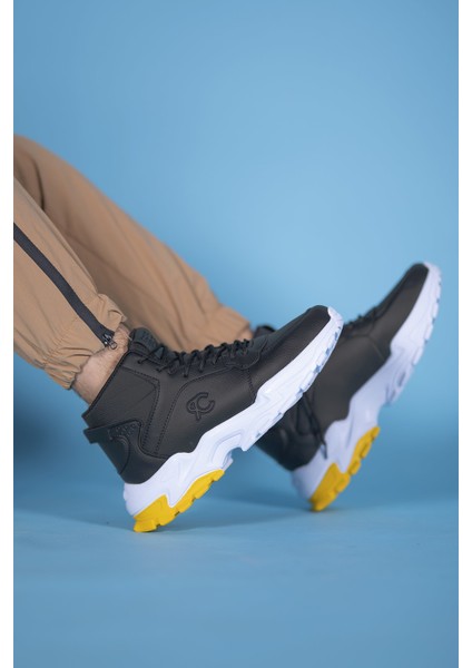 Siyah Beyaz Sarı Sneaker Bot 0012108 fırsatları