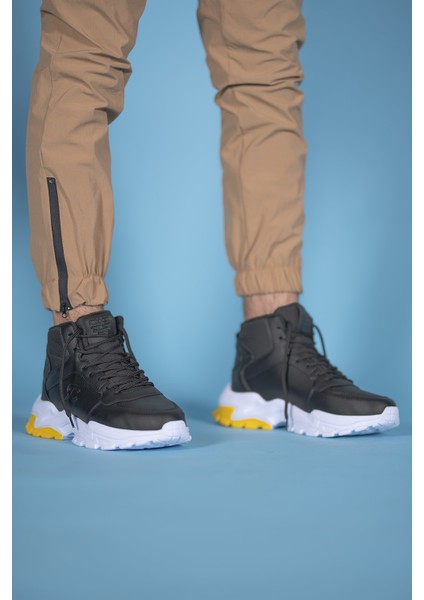 Siyah Beyaz Sarı Sneaker Bot 0012108 indirimleri