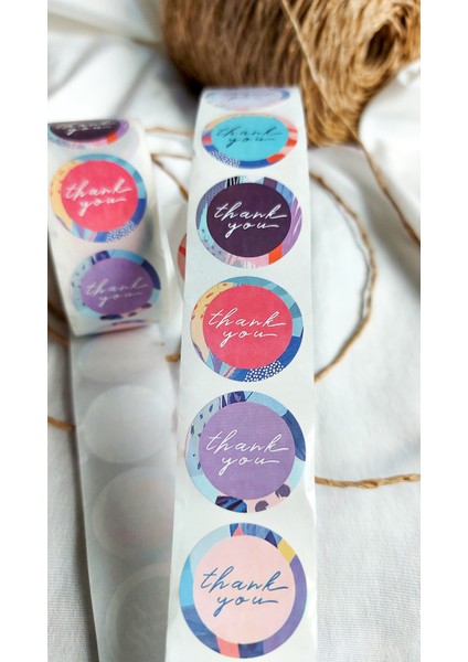 Yapışkanlı Etiket Thank You Renkli El Yazılı 2,5 cm 50 Adet
