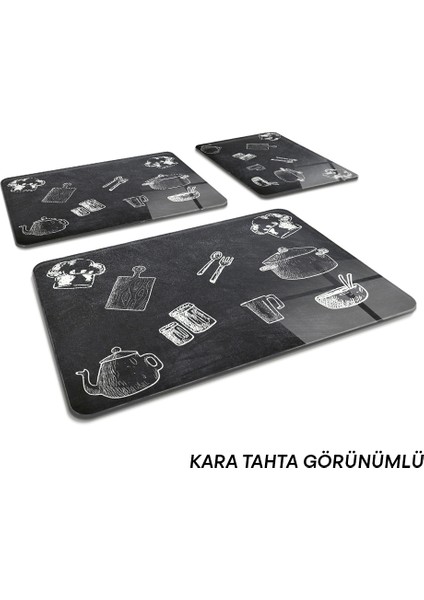 3'lü Takım Kara Tahta Görünümlü | Cam Kesme Tahtası - Cam Kesme Tablası
