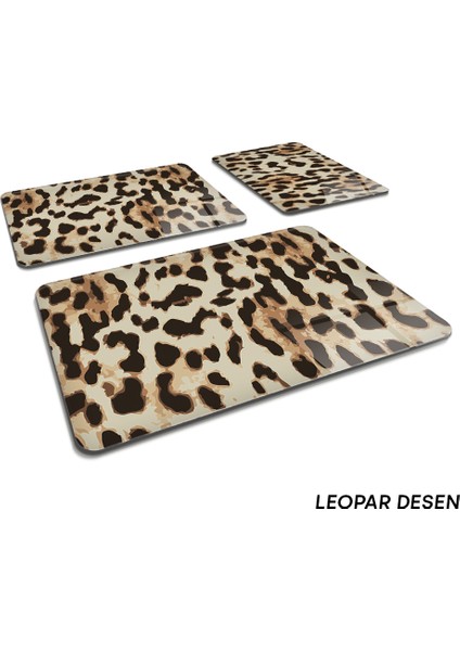 3'lü Takım Leopar Desenli | Cam Kesme Tahtası - Cam Kesme Tablası