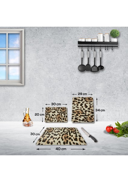 3'lü Takım Leopar Desenli | Cam Kesme Tahtası - Cam Kesme Tablası fiyatları