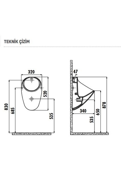 TP635 Üstten Girişli Pisuar