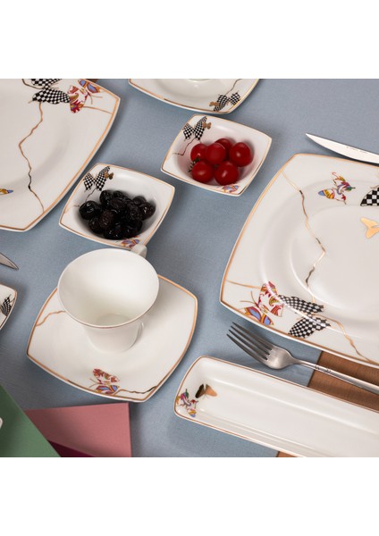 Fine Pearl Unique 26 Parça 6 Kişilik Kare İnci Kahvaltı/Servis Takımı