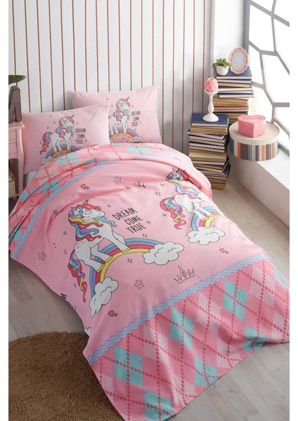 Unicorn Pembe Tek Kişilik Pike