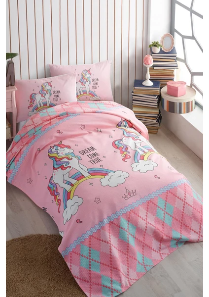 Lady Moda Unicorn Pembe Tek Kişilik Pike