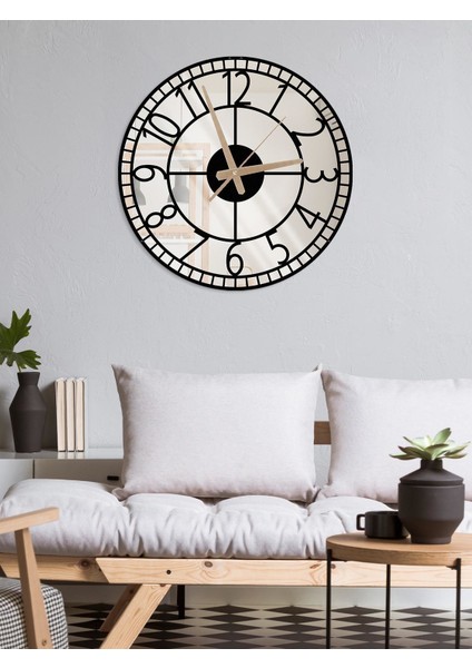 Dekoratif Aynalı Türkçe Rakamlı Metal Duvar Saati 60X60CM fırsatları