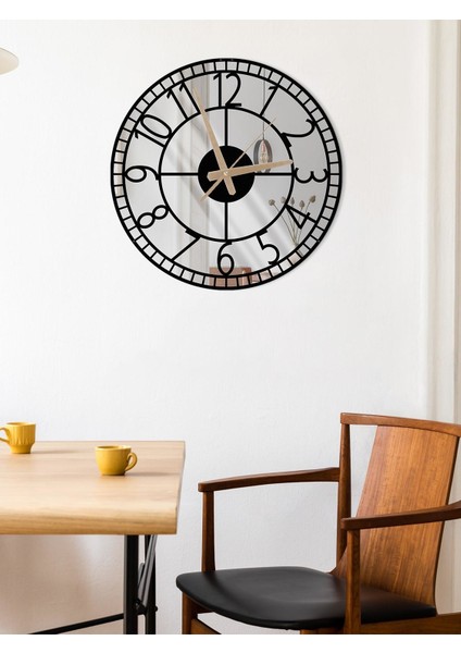 Dekoratif Aynalı Türkçe Rakamlı Metal Duvar Saati 60X60CM indirimleri