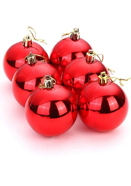 Funworld Yılbaşı Yeni Yıl Süsü Çam Ağacı Süs Top 10 cm 6'lı Kırmızı