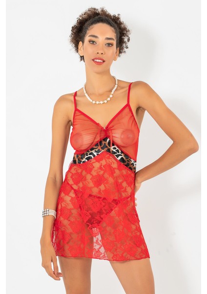 Leopar Detaylı Gecelik Takımı modelleri