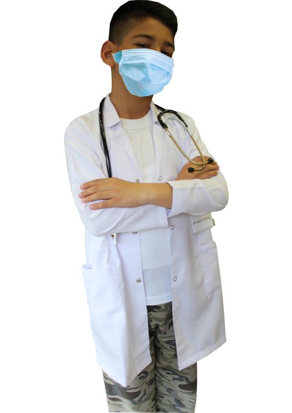 Erkek Çocuk Doktor Önlüğü ( 2 -15 Yaş Aralığı Bedenler ) Öğretmen Laboratuvar Beyaz Önlük