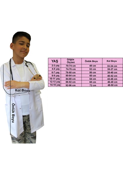 Erkek Çocuk Doktor Önlüğü ( 2 -15 Yaş Aralığı Bedenler ) Öğretmen Laboratuvar Beyaz Önlük fiyatları