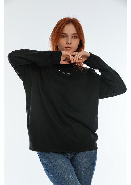 Süperlife Bisiklet Yaka Brooklyn Baskılı Sweat