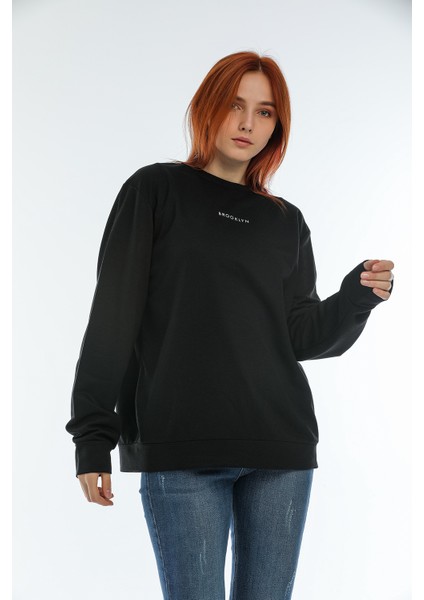 Süperlife Bisiklet Yaka Brooklyn Baskılı Sweat