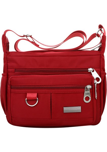Kadın Modası Düz ​​renk Fermuar Su Geçirmez Naylon Omuz Çantası Crossbody Çanta (Yurt Dışından) modelleri