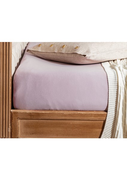 Valeria King Size Plus Lastikli Penye Çarşaf - Açık Mürdüm