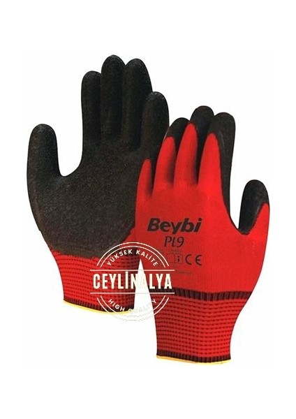 12 Çift 10 Numara Pl9 Nitril Xl Camcı Eldiveni Kırmızı fiyatları