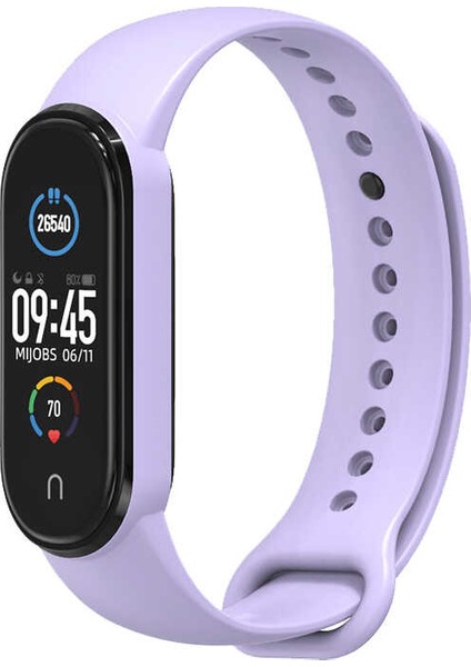 Xiaomi Mi Band 6 / Mi Band 5 Akıllı Bileklik Kordonu Silikon Mor