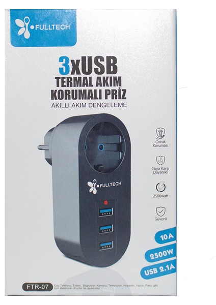 3xusb Termal Akım Korumalı Priz