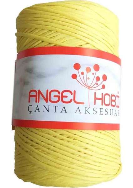 Angel Çanta Akssesuar Sarı Renk Bükümlü Rafya No:19