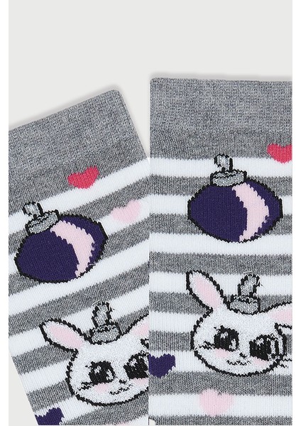 3'lü Simli Tavşan-Penguen Desenli Kaydırmaz Havlu Çocuk Çorabı indirimleri