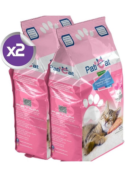 Bebek Pudralı Kokulu Doğal Ince Kedi Kumu 10 Lt x 2
