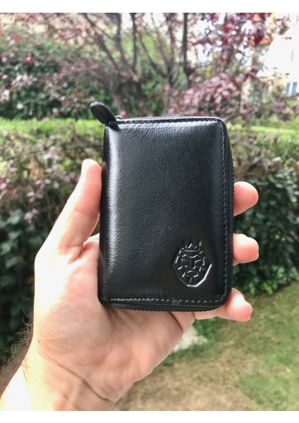 Akordiyon Deri Kartlık & Para Portföy Siyah Deri