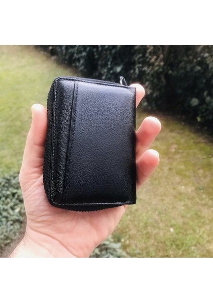 Akordiyon Deri Kartlık & Para Portföy Siyah Deri fırsatları